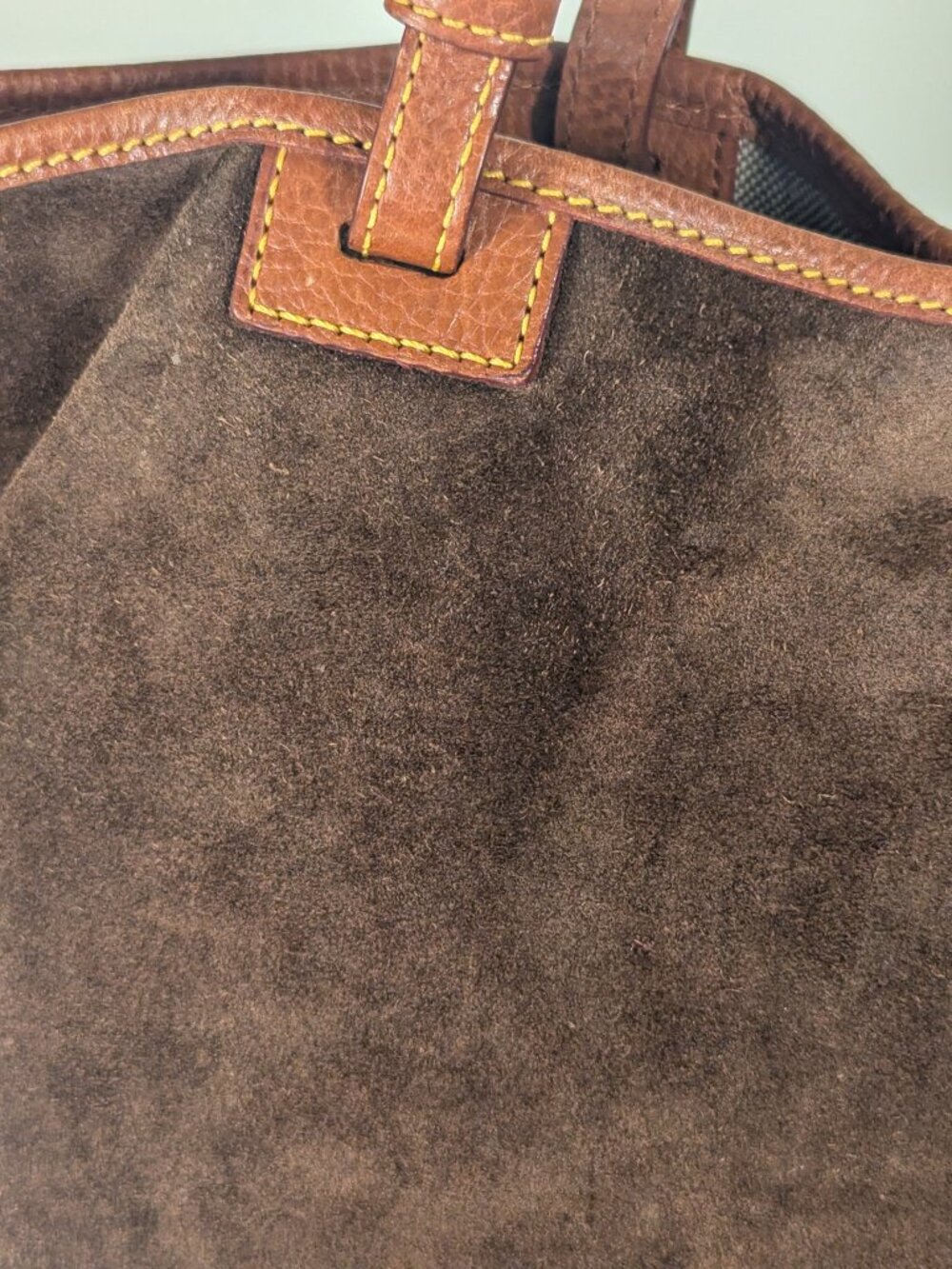 Dooney & Bourke Brown Suede Tote Bag - Picture 6 of 14